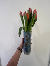 Indlæs billede til gallerivisning Blå/gyldenbrun vase