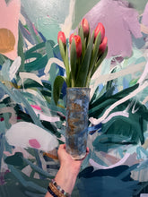Indlæs billede til gallerivisning Blå/gyldenbrun vase