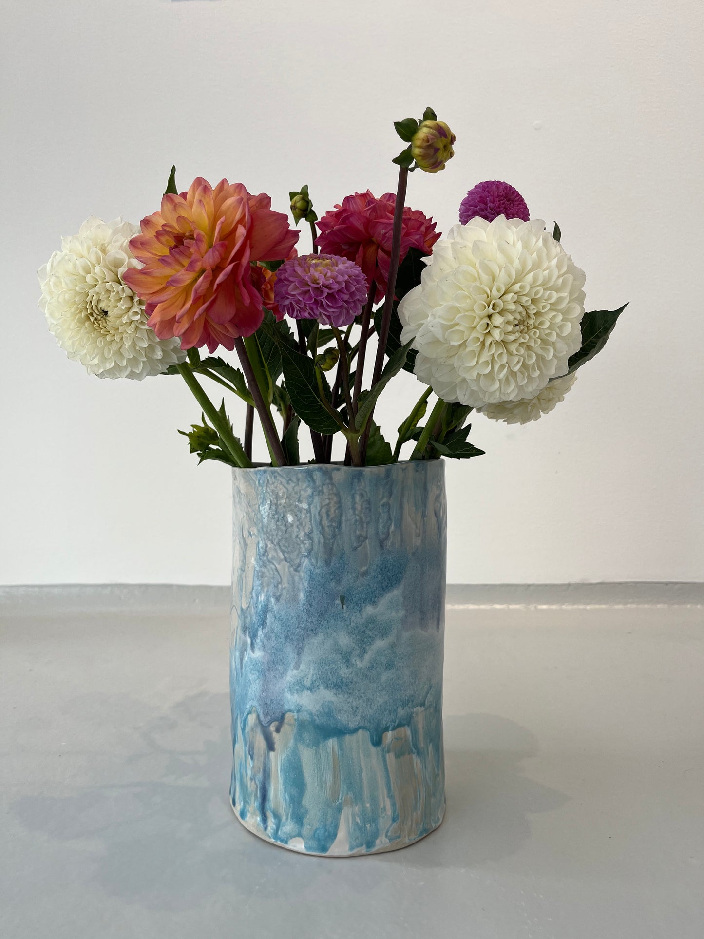 Blå og hvid vase (stor)